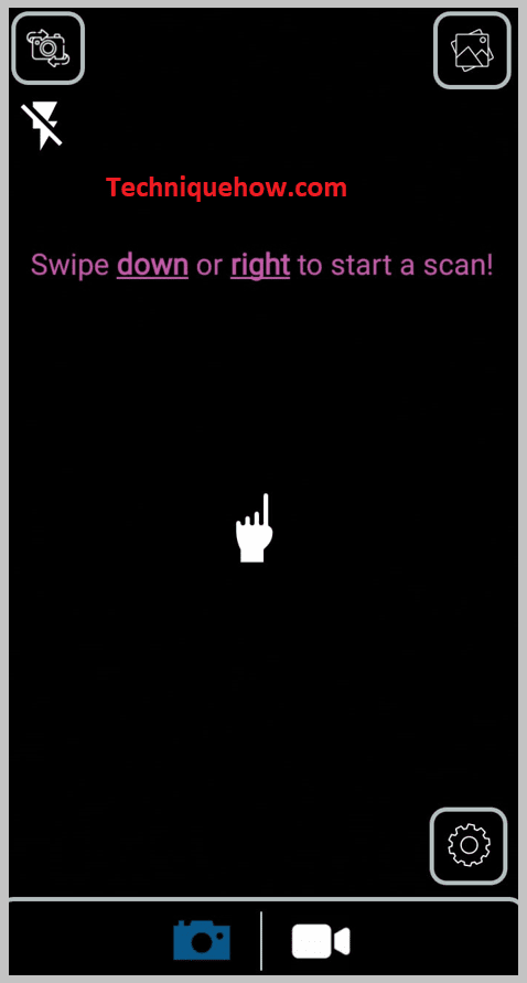 swipe down or right to start a scan