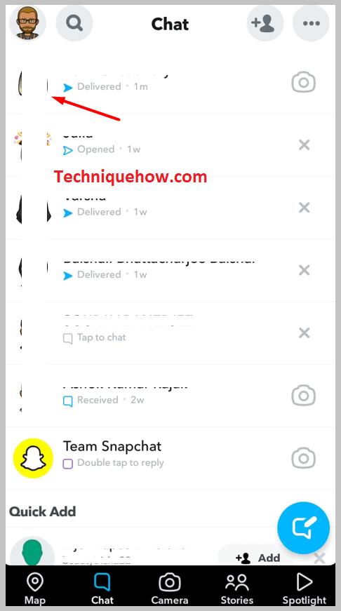 tap on the name of the person on snapchat app