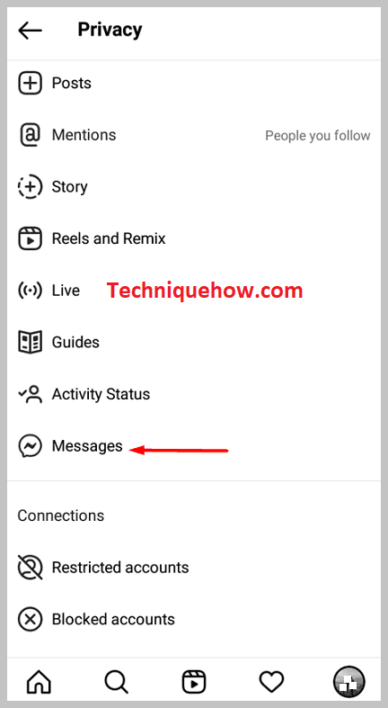 tap on the option Messages