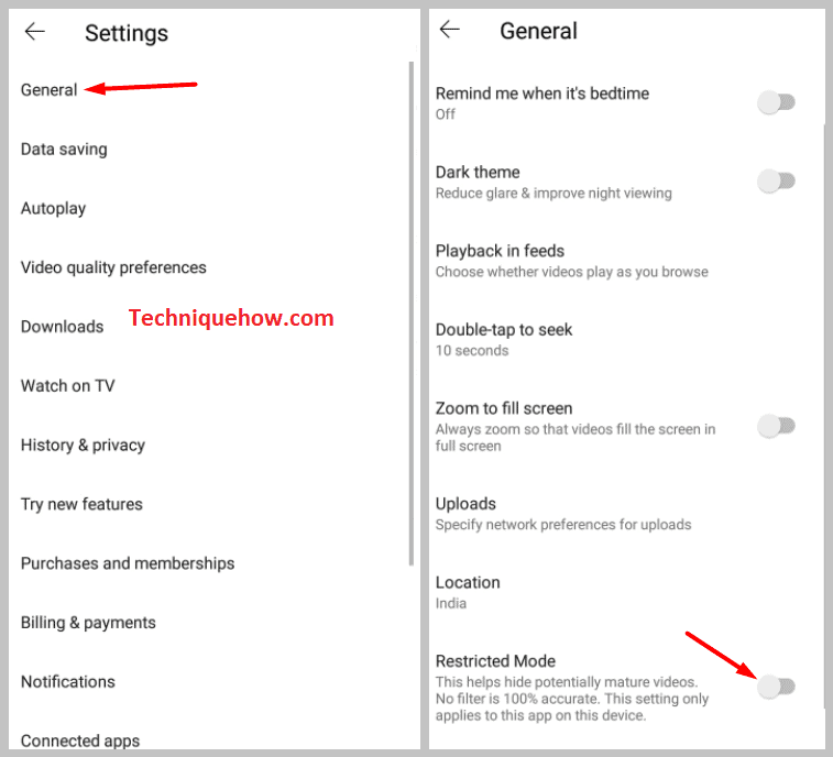 turn off Restricted Mode