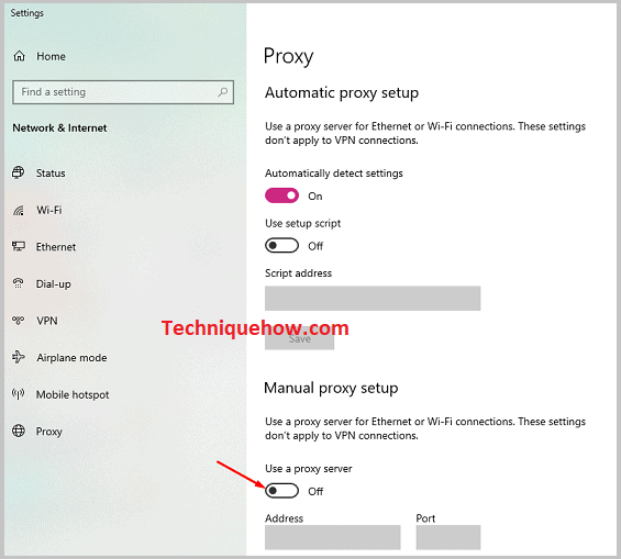 turn off use a proxy server