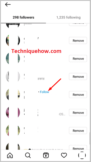 unfollowed find from the list