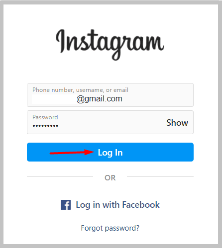 username and password on instagram