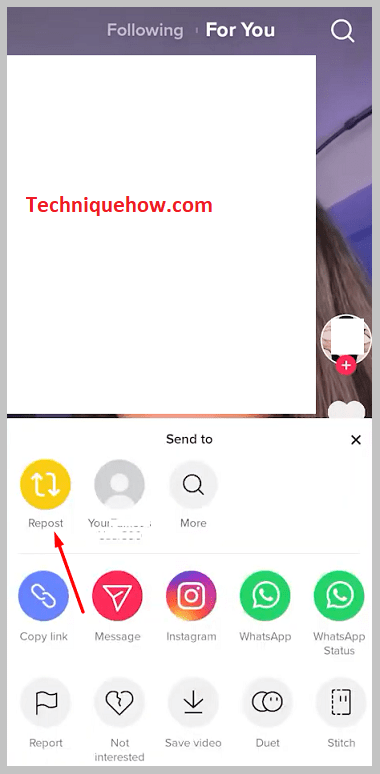 yellow Repost button on tiktok