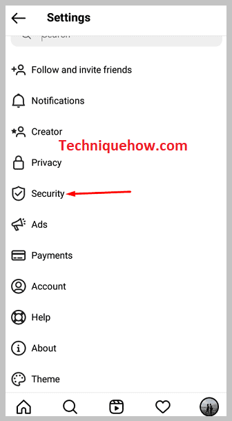 you can see the option Security
