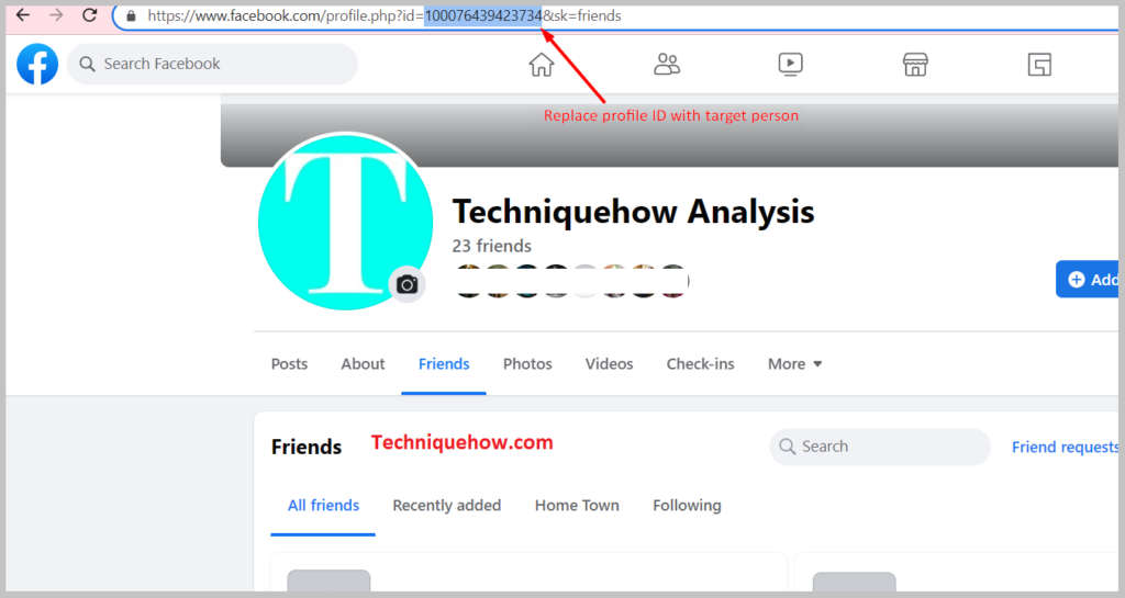 Add the ID of the profile of that person whom you want