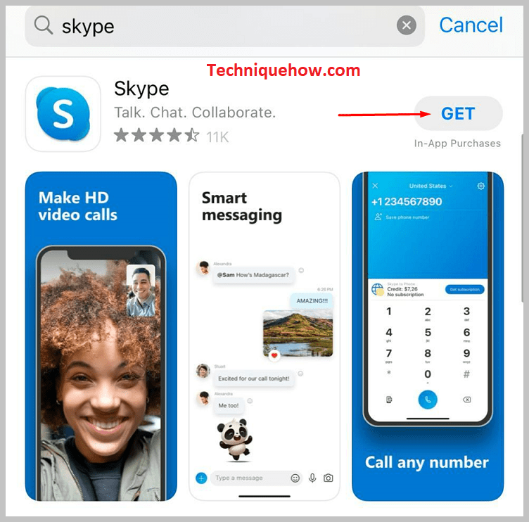 After that, install the Skype app from the Apple store 