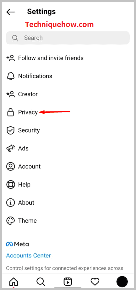 After that tap on Privacy icon on instagram