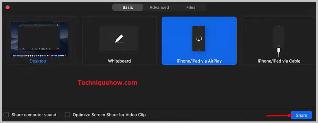 AirPlay & Click on Share