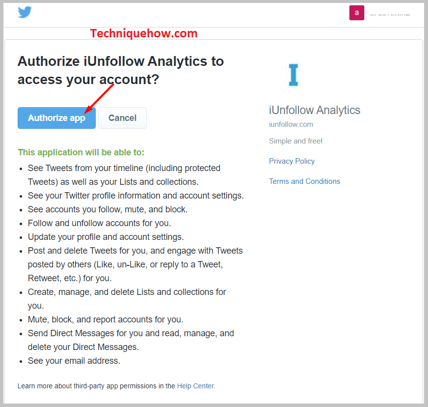 Authorize your Twitter account by signing in