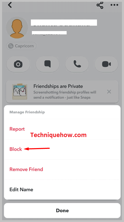 Block' the person