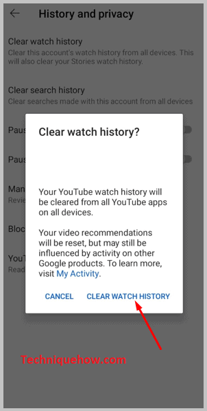 Click Clear History