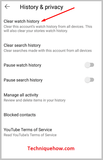 Click Clear watch history