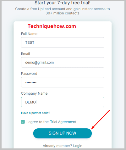 Click Signup