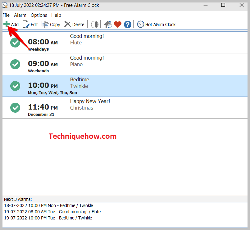 Click on 'Add' and add the time