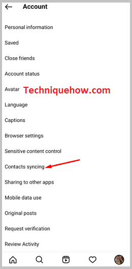 Click on Contacts syncing
