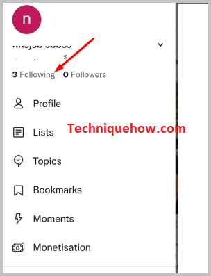 Click on Following