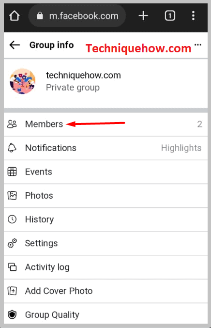  Click on “Members” on facebook