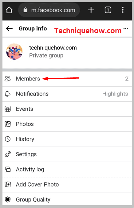 Click on âMembersâ on facebook