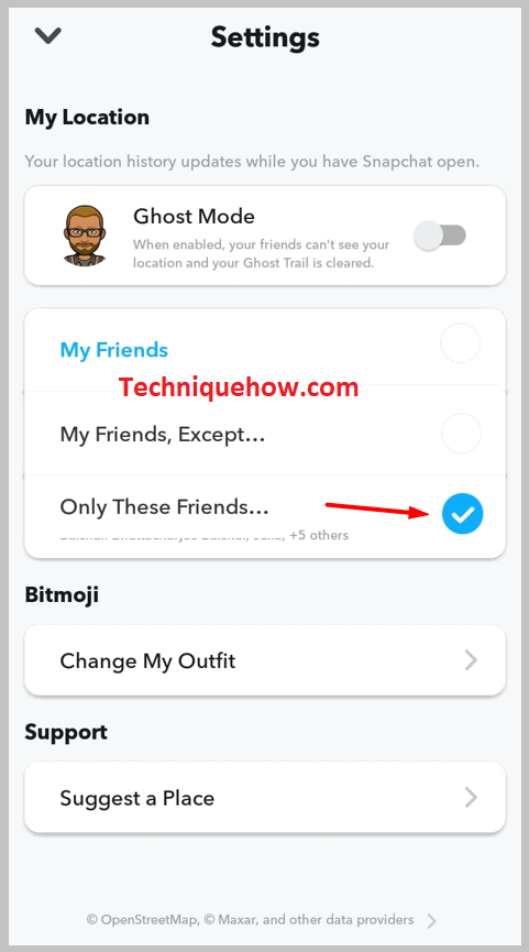 Click on Only These Friends on snapchat