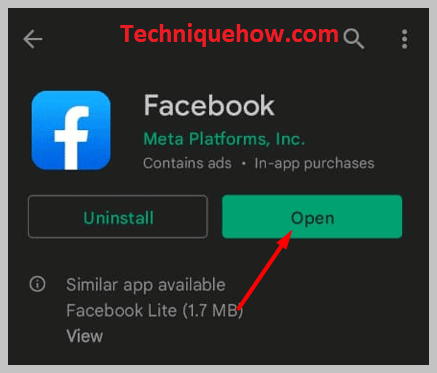 Click on Open facebook app