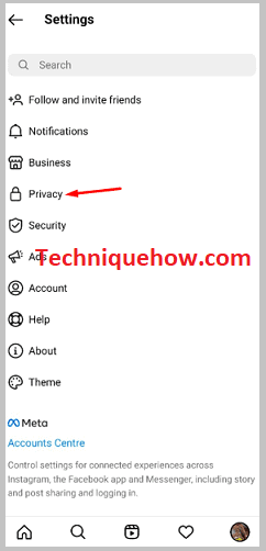 Click on Privacy