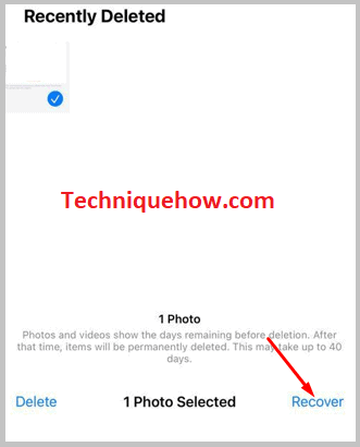Click on Recover