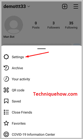 Click on Settings