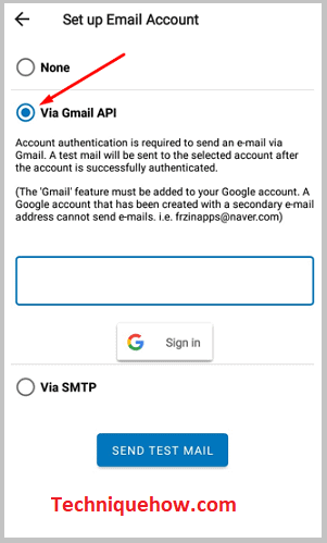 Click on Via Gmail API