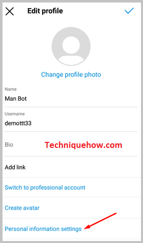 Click on personal information settings