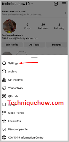 Click on settings