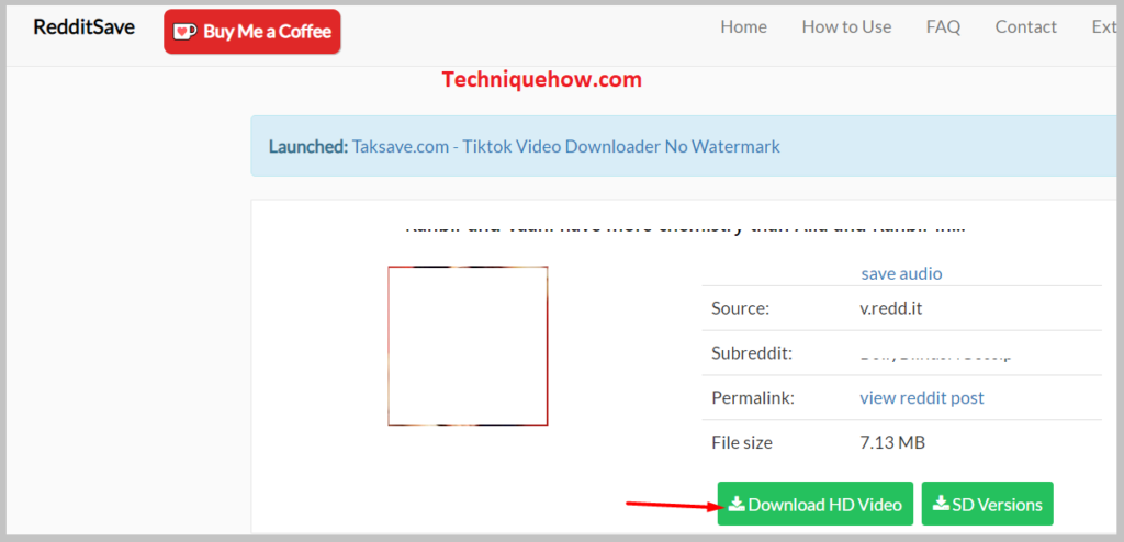Click on the 'Download Hd video' button