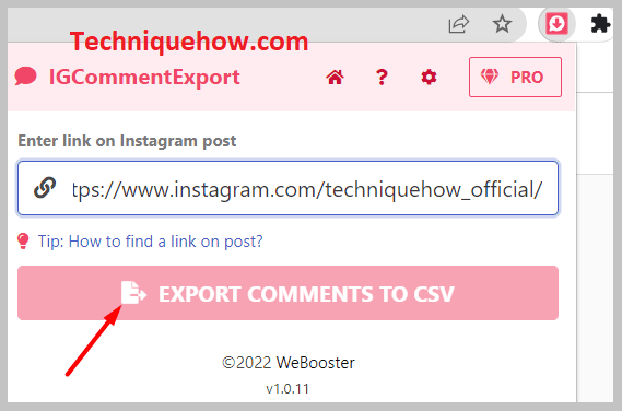 Click on the export button, this will directly export the comments