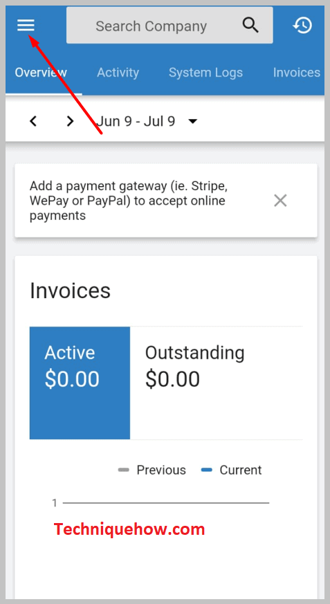 Click on the three lines option at the top app