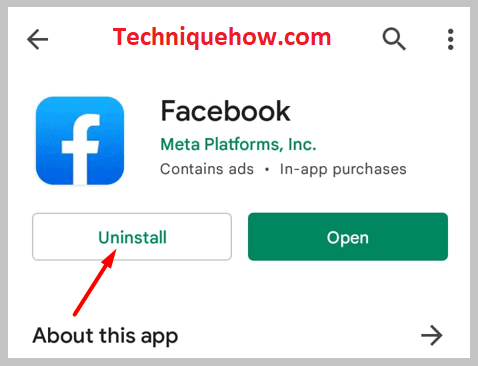 Click on uninstall on facebook