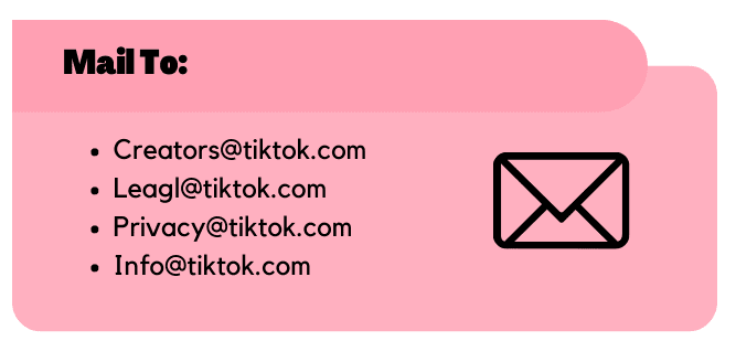 Contact TikTok support via mail