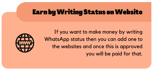 Earn by writing status on Website