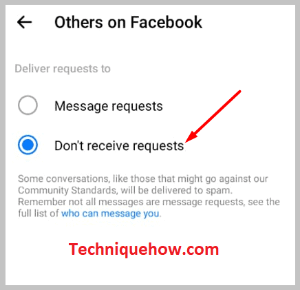 Facebook and select the 'Don't receive requests' option