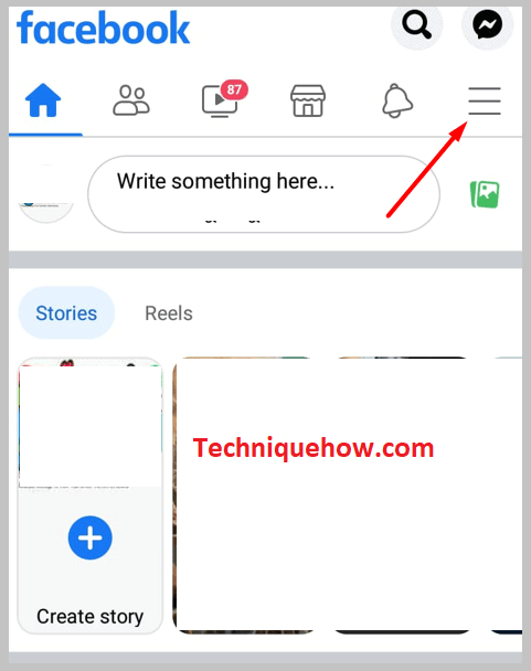 Facebook app and tap the three bars icon 