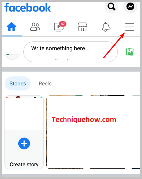 Facebook app and tap the three bars icon