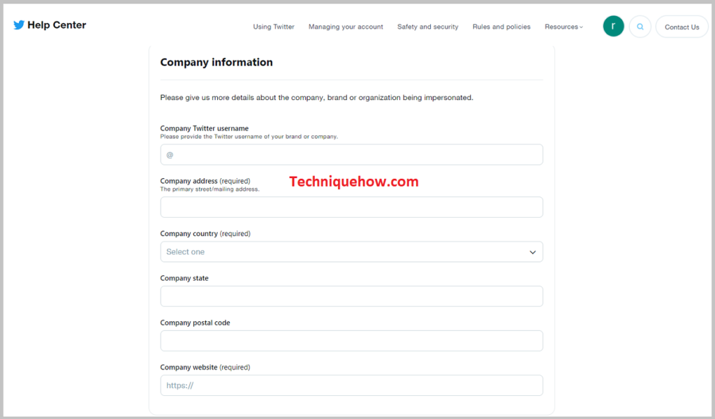 Fill out all other information