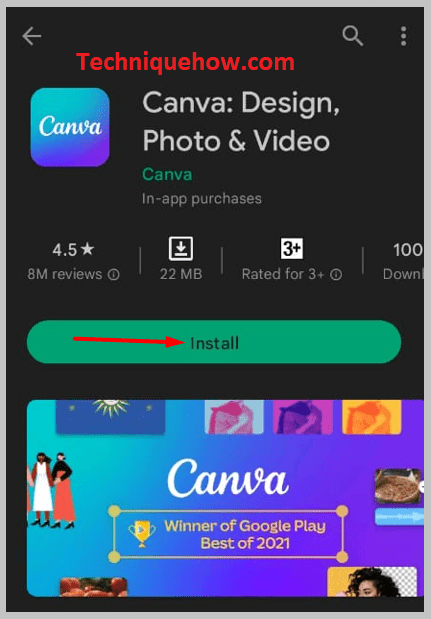 Firstly, install Canva app on mobile from Google Play store