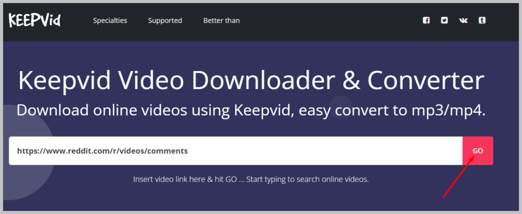 Get back to the keepv.id page and paste the copied link