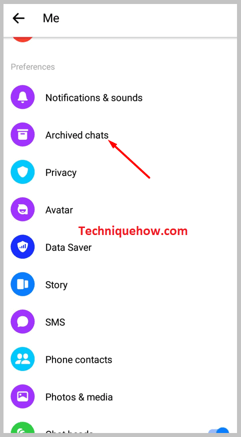 Go to Archive on messenger 