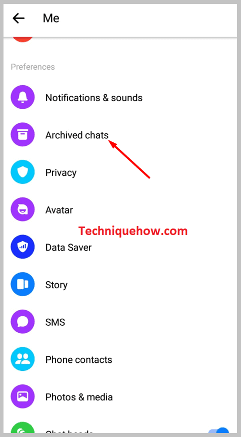 Go to Archive on messenger