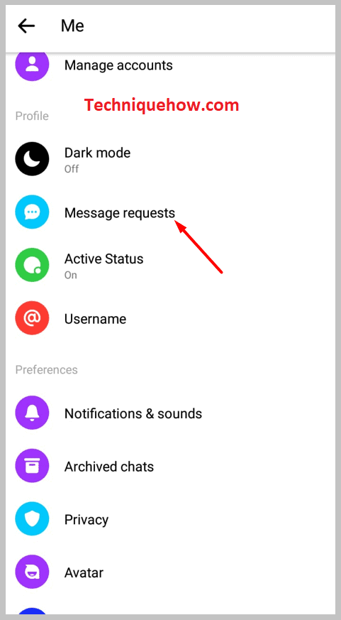 Go to Message requests on messenger
