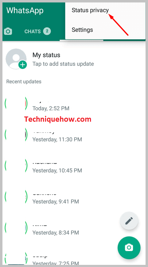 Go to status privacy