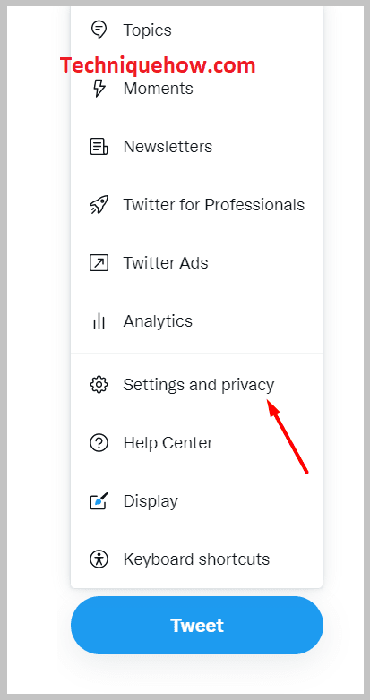 Go to the Settings and privacy on twitter on google