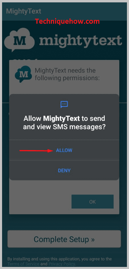 Grant the required access sms 