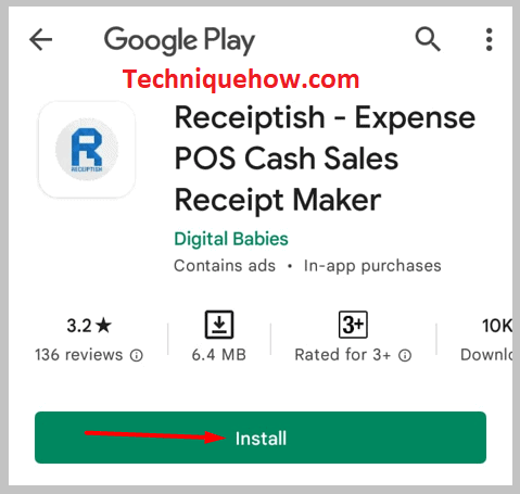 Install the Receiptish app on your android device